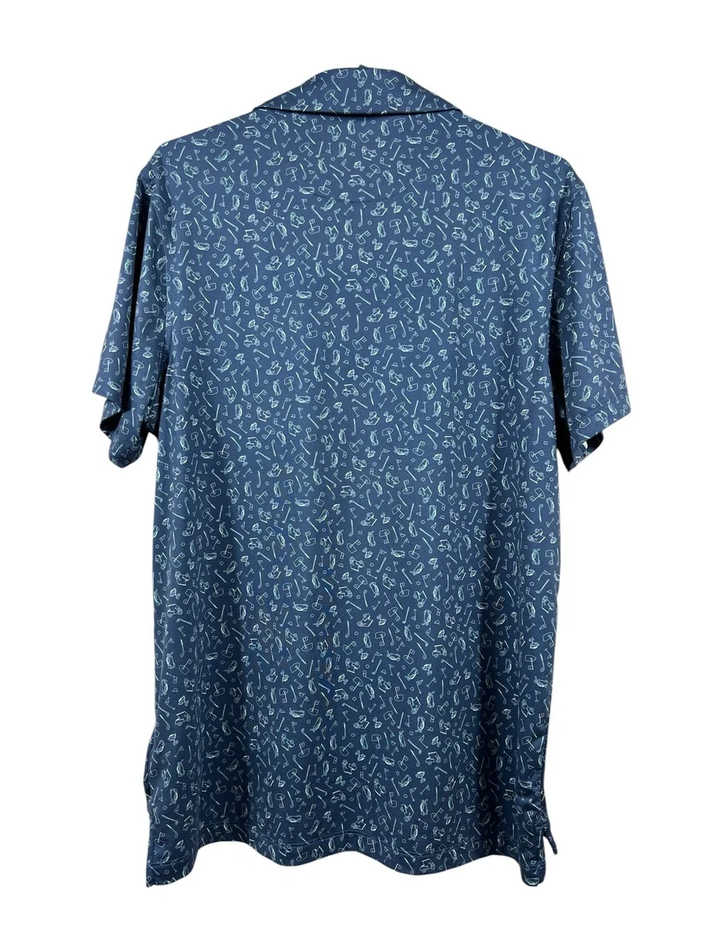 J. CREW MENS PERFORMANCE GOLF PRINT POLO shirt SS blue and mint size LARGE